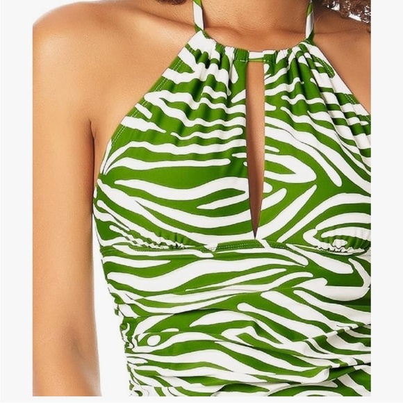 Anne Cole Green Zebra High Neck Tankini Swim Top XL NEW! - Picture 3 of 7